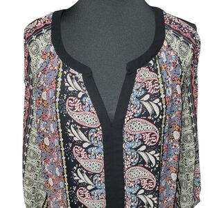 Bow & Arrow black paisley design cold shoulder long sleeve tunic or dres…